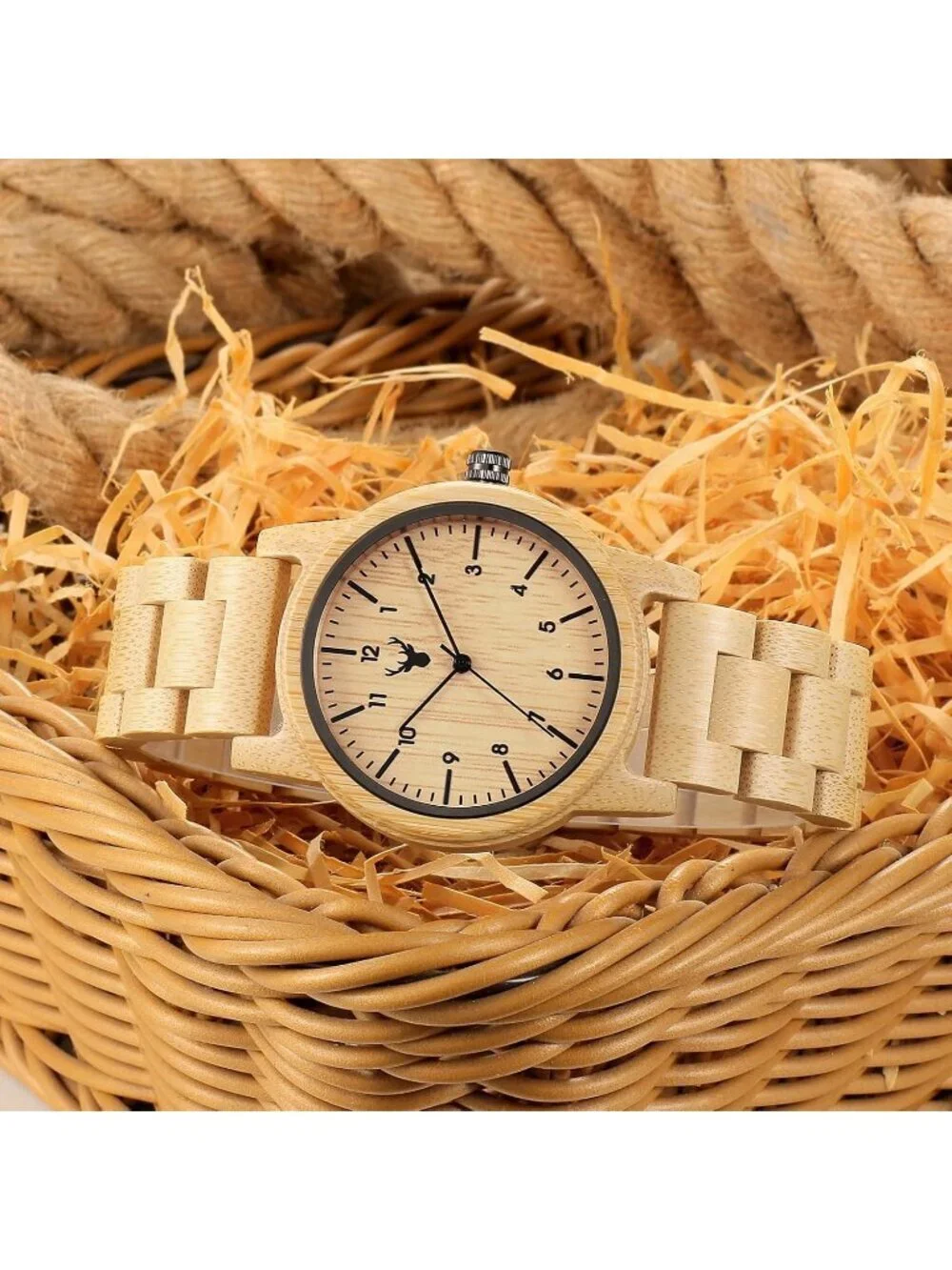 Men's Beige Analog Unisex Natural Handmade Adjustable Waterproof Wooden Watch